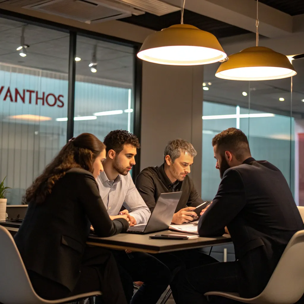 VYRANTHOS team discussing strategy